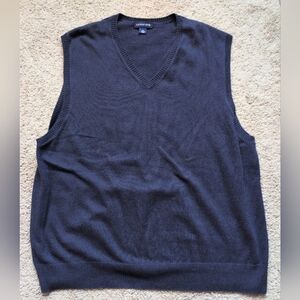 Lands' End Blue Cashmere Blend V-Neck Sweater Vest - Size XL (46-48)
